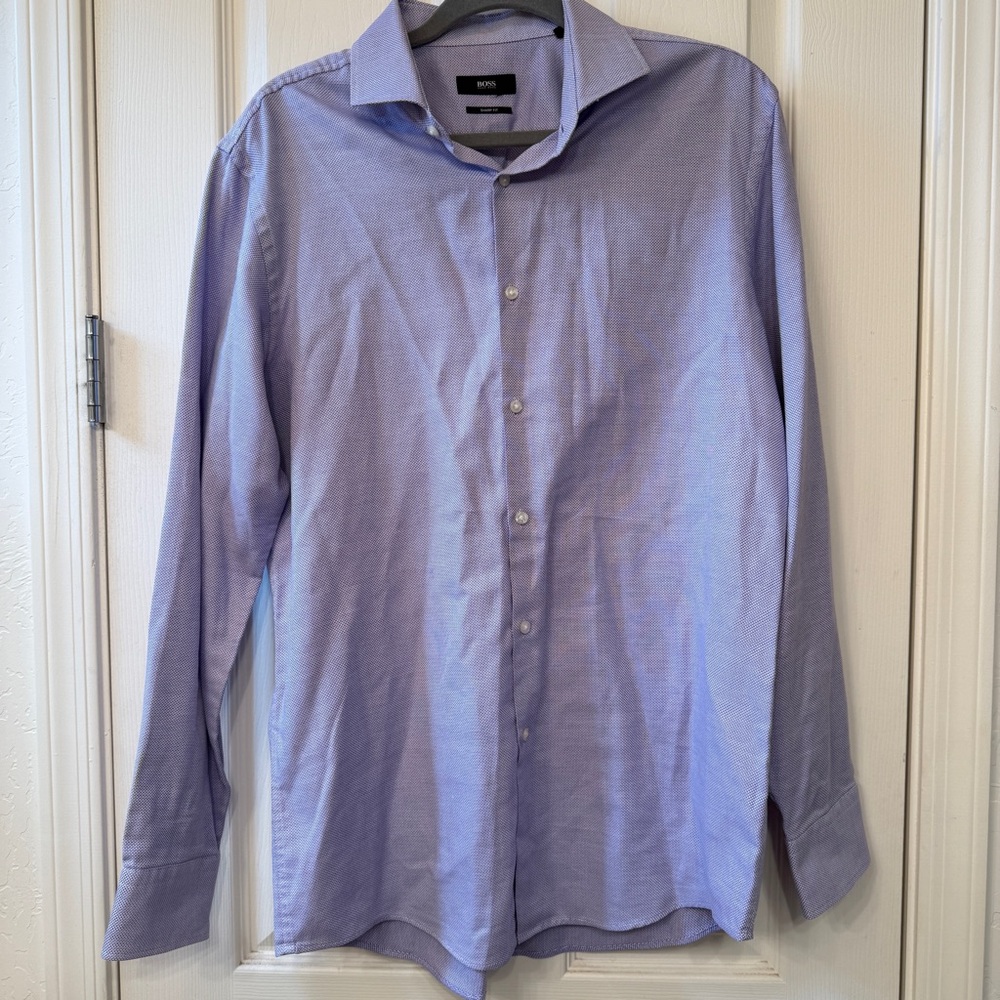 Hugo Boss | Men’s Sharp Fit Dress Shirt | 16 1/2 34/35 | Purple